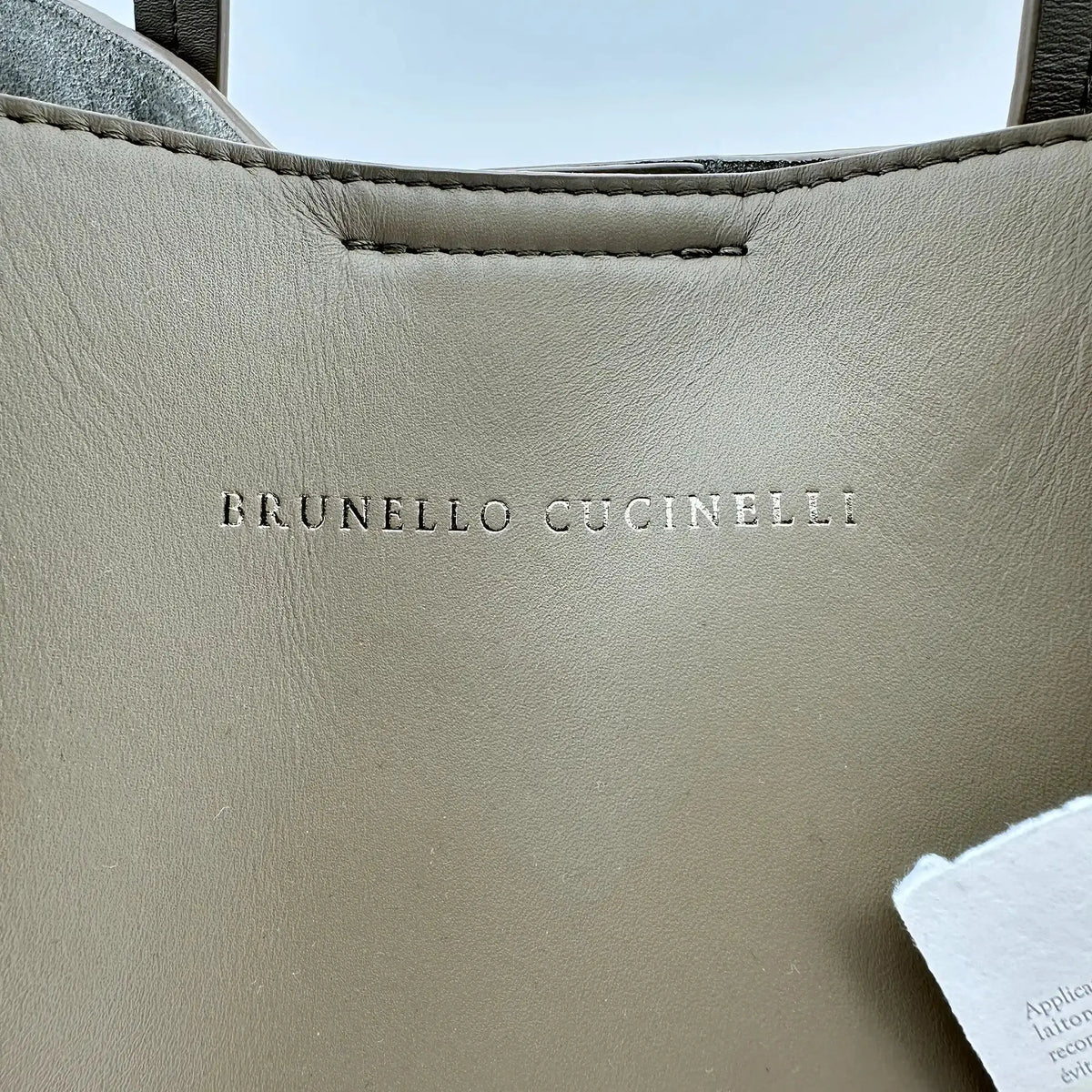 Brunnello Cucinelli BC Duo-Tasche aus Kalbsleder mit Monili taupe / neuwertig Brunello Cucinelli