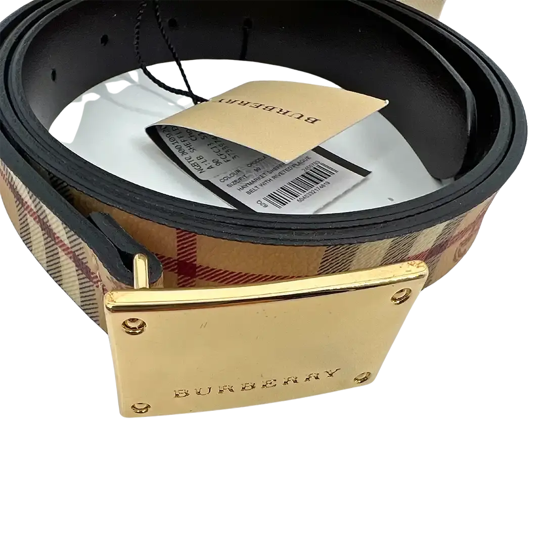 Burberry London Haymarket Gürtel mit Logo Plakette 90cm / neuwertig Burberry