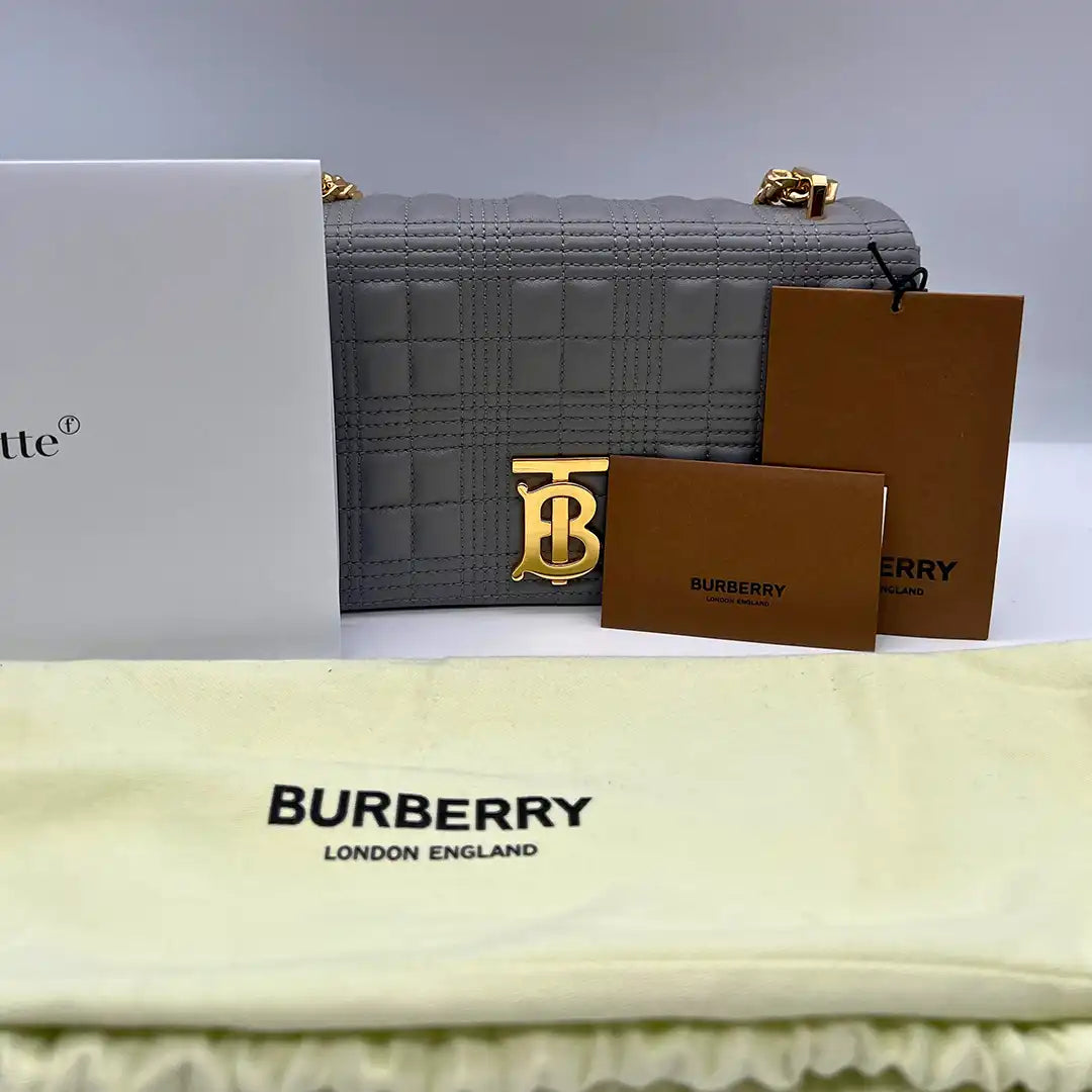 Burberry kleine Lola Handtasche Leder grau / neuwertig Burberry