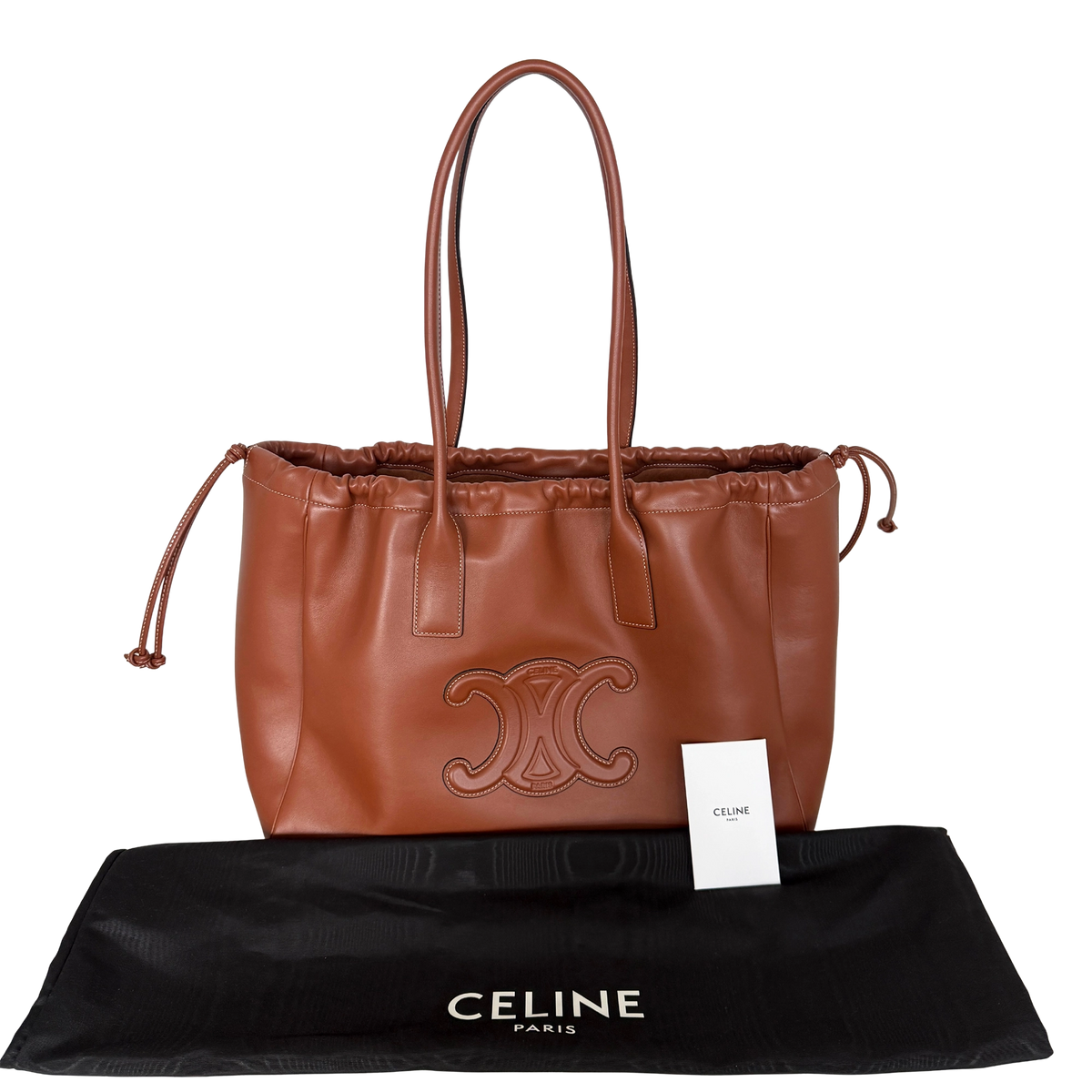 Céline Cabas Cuir Triomphe Drawstring Tote Bag Braun / neuwertig CELINE
