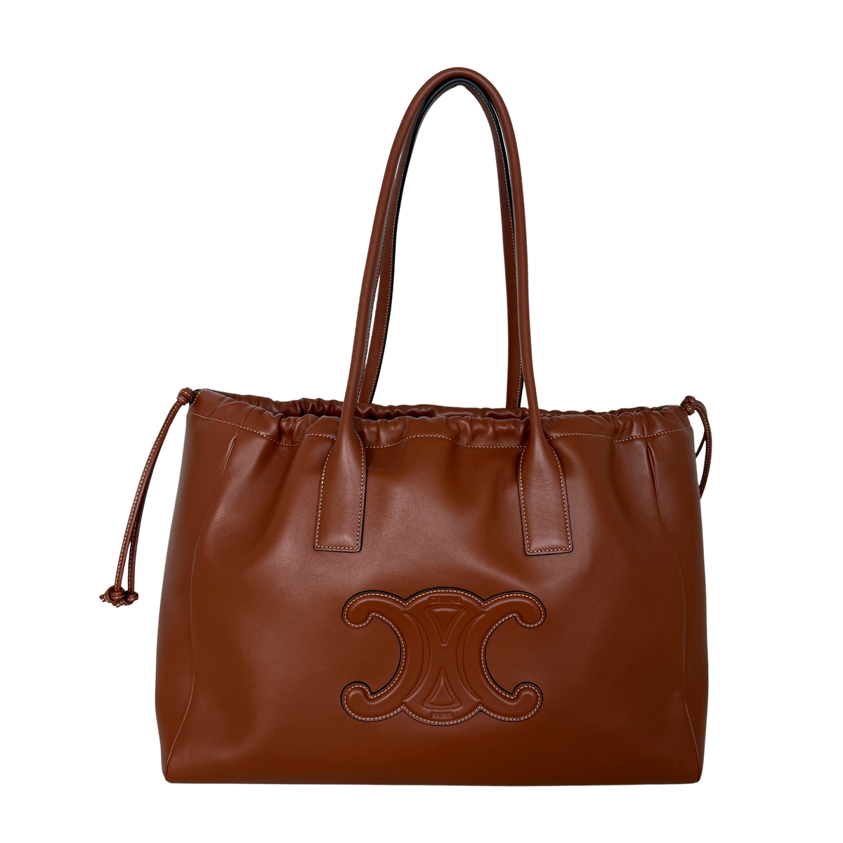 Céline Cabas Cuir Triomphe Drawstring Tote Bag Braun / neuwertig CELINE