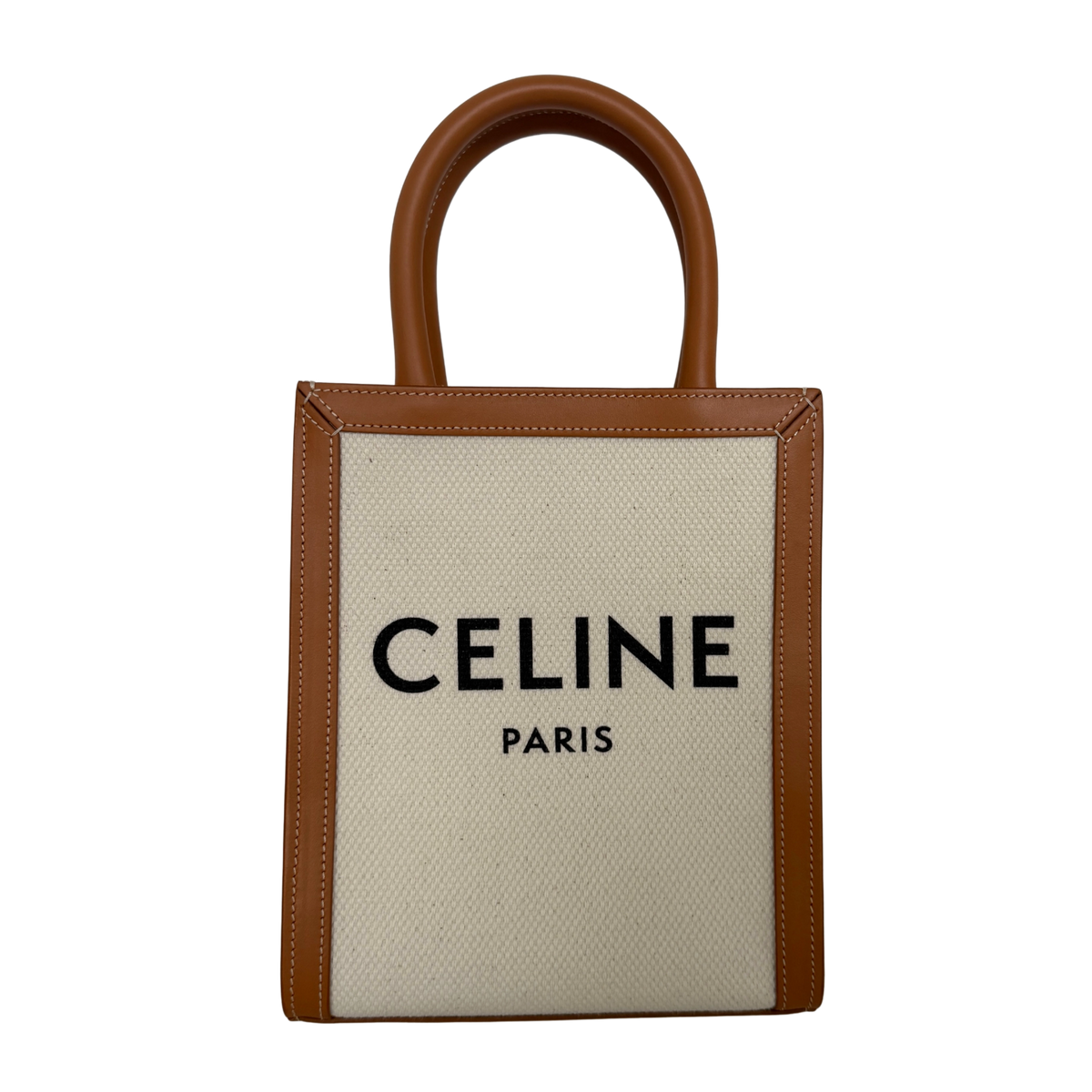 Céline Mini Vertical Cabas Handtasche aus Canvas und Leder Beige / neuwertig CELINE