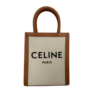 Céline Mini Vertical Cabas Handtasche aus Canvas und Leder Beige