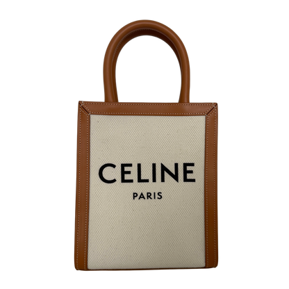 Céline Mini Vertical Cabas Handtasche aus Canvas und Leder Beige / neuwertig CELINE