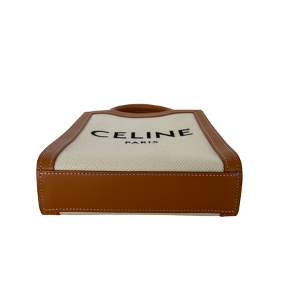 Céline Mini Vertical Cabas Handtasche aus Canvas und Leder Beige / neuwertig CELINE