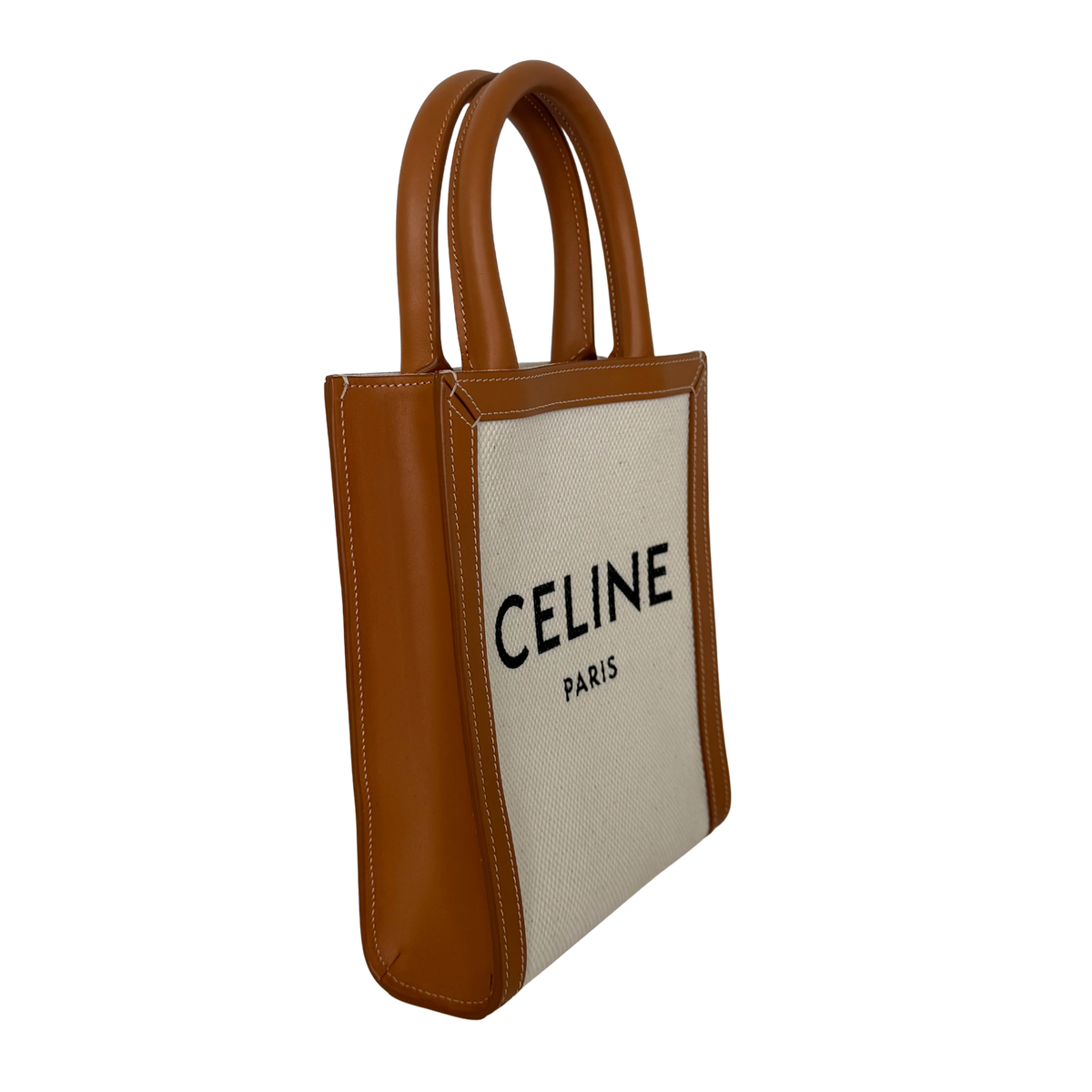 Céline Mini Vertical Cabas Handtasche aus Canvas und Leder Beige / neuwertig CELINE