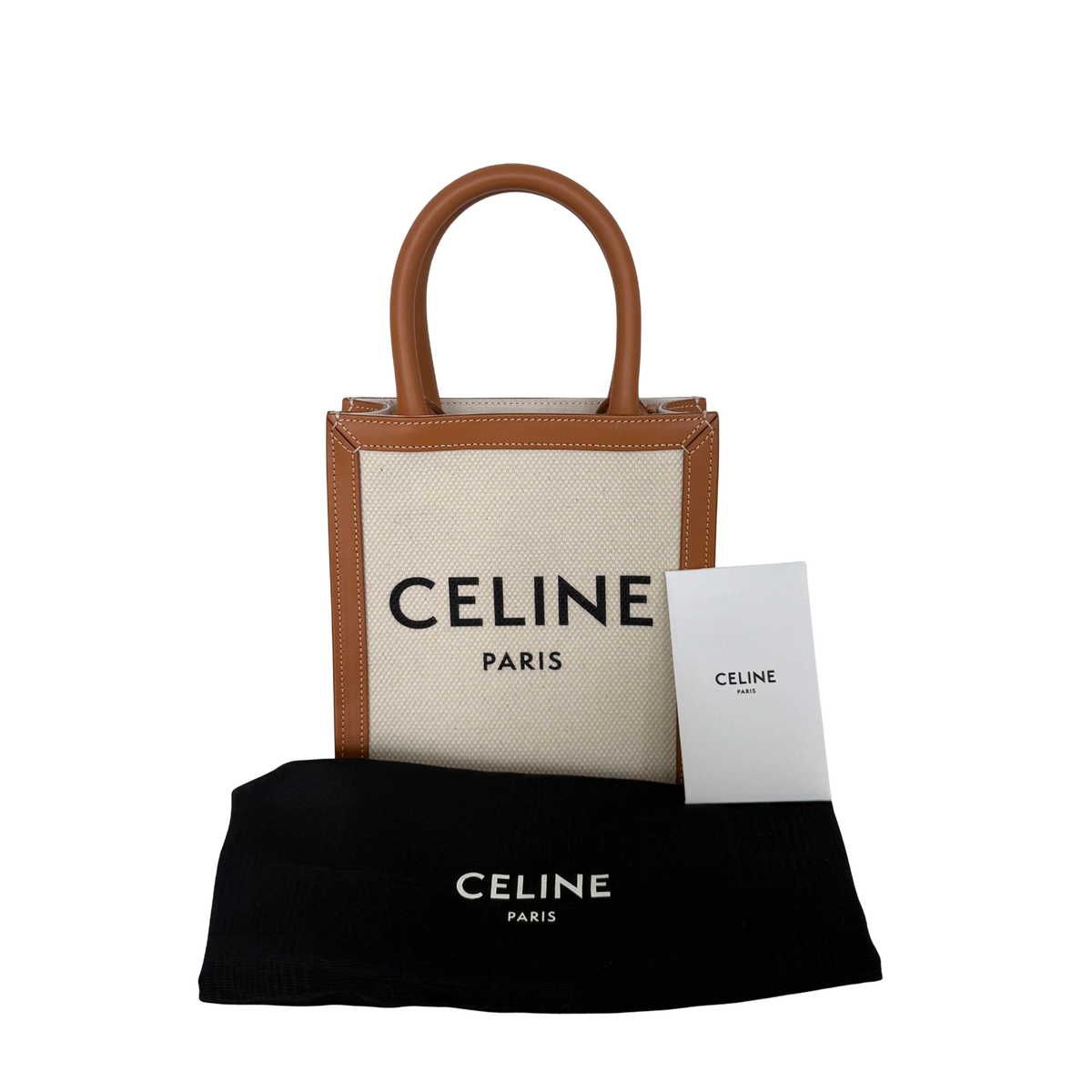 Céline Mini Vertical Cabas Handtasche aus Canvas und Leder Beige / neuwertig CELINE