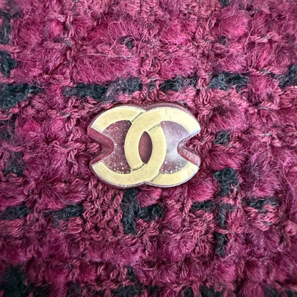 Chanel 22 mittelgroße Hobobag aus Tweed Burgunderrot goldene Hardware / neuwertig Chanel