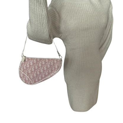 Dior Mini Monogram Satteltasche Vintage Rosa / akzeptabel Dior