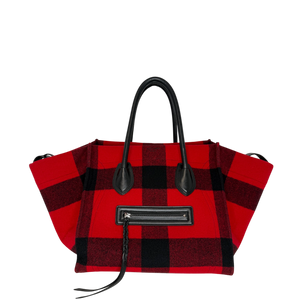 CELINE Tartan Phantom Luggage Bag Wolle rot schwarz
