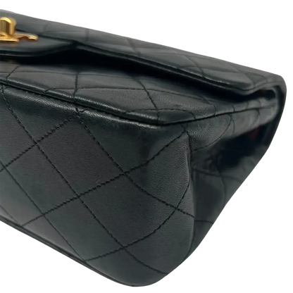 CHANEL 2.55 Double Flap 10" Chain Shoulder Bag schwarzes Lammleder / gut Chanel