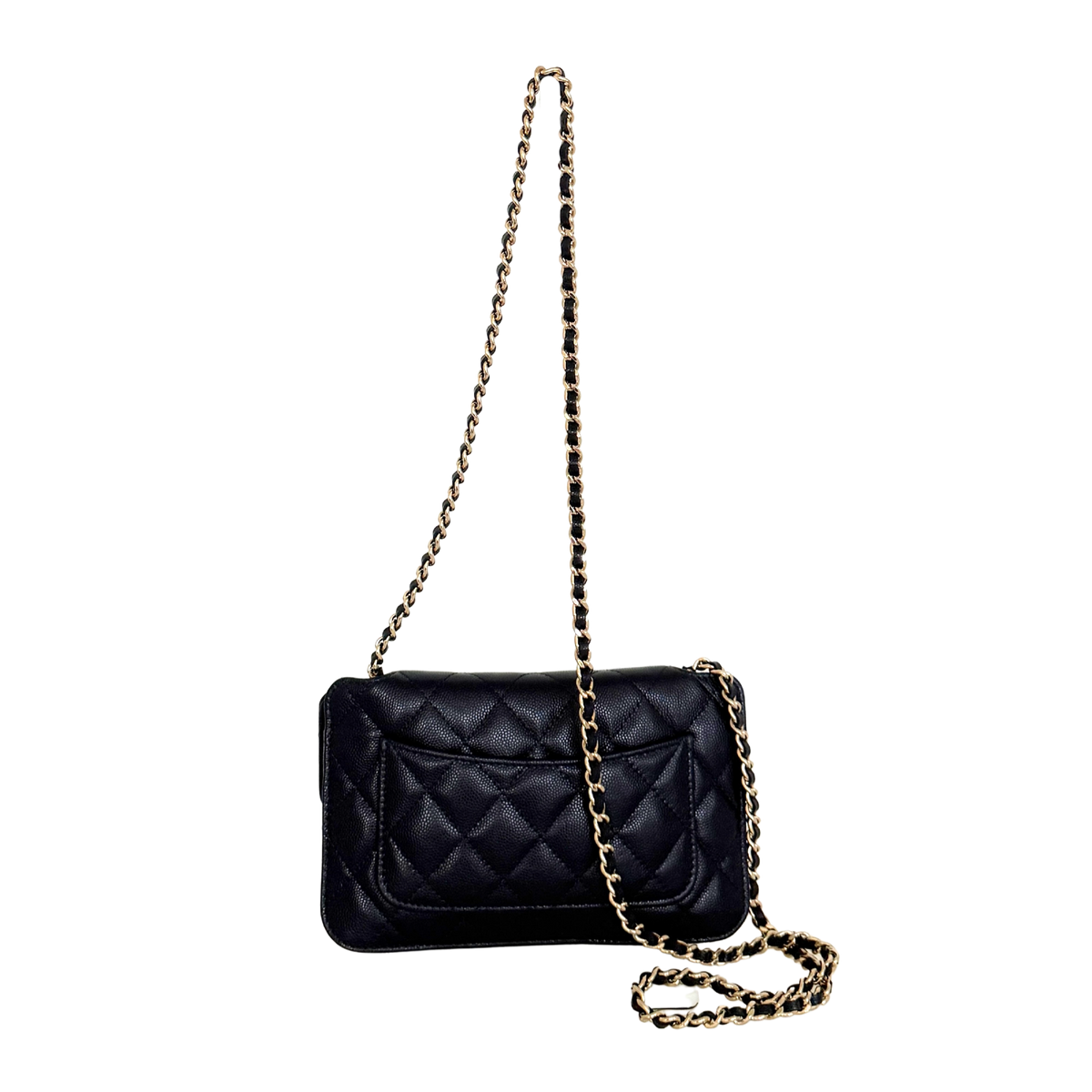 Chanel Quilted Foldable Chain Tote Bag Caviar mit Polka Dots Navyblau / neuwertig Chanel