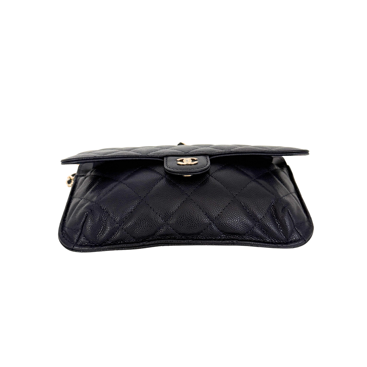Chanel Quilted Foldable Chain Tote Bag Caviar mit Polka Dots Navyblau / neuwertig Chanel