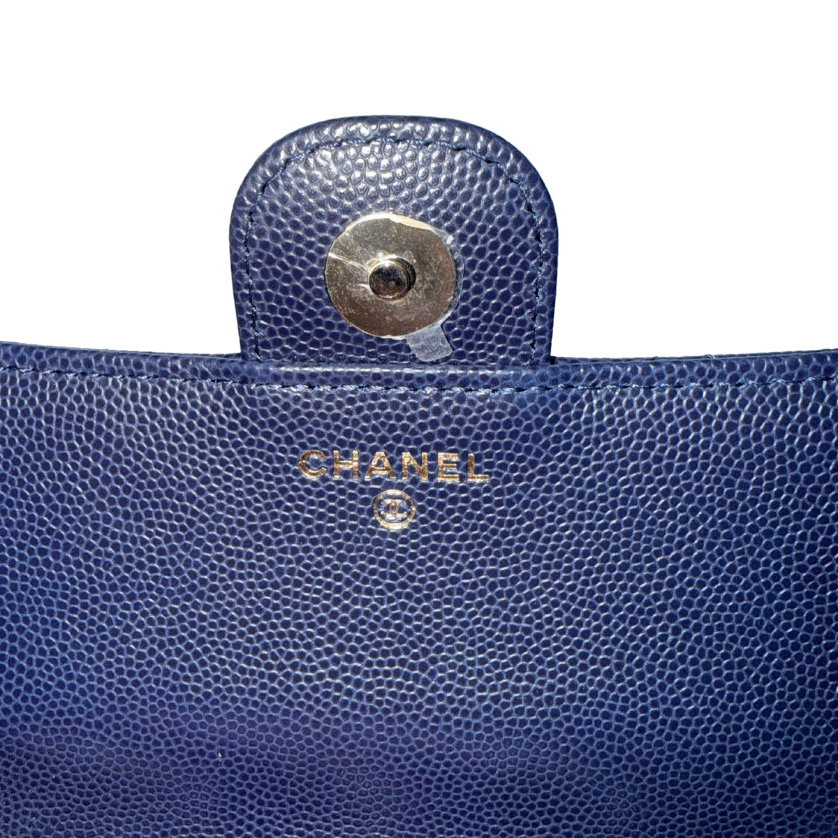 Chanel Quilted Foldable Chain Tote Bag Caviar mit Polka Dots Navyblau / neuwertig Chanel