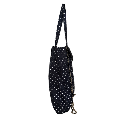 Chanel Quilted Foldable Chain Tote Bag Caviar mit Polka Dots Navyblau / neuwertig Chanel