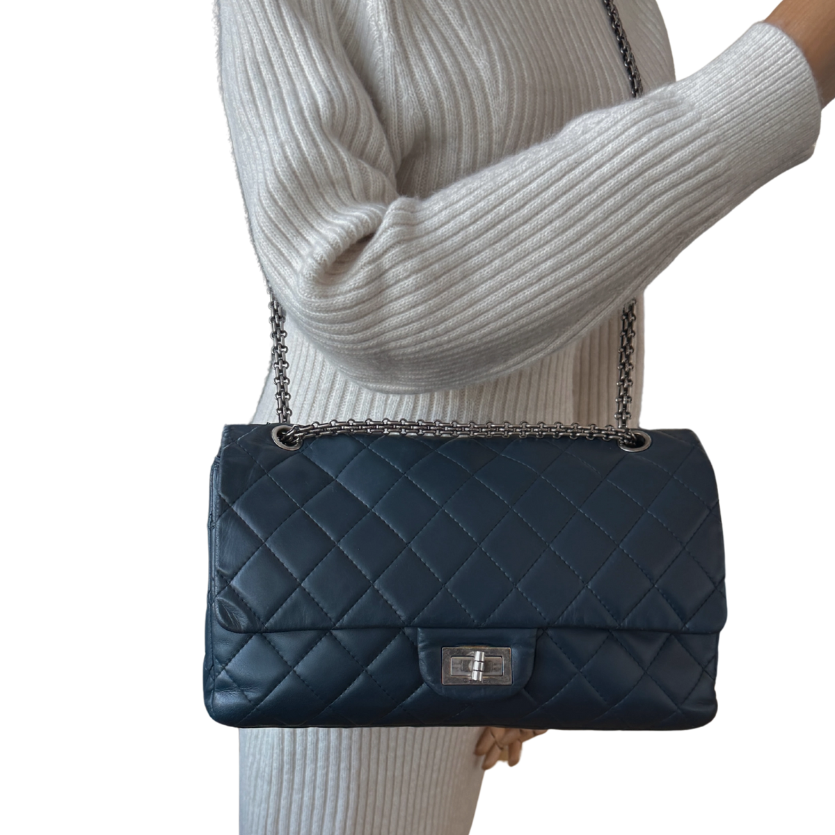 Chanel 2.55 Reissue 227 Double Flap Bag Marineblau / gut Chanel