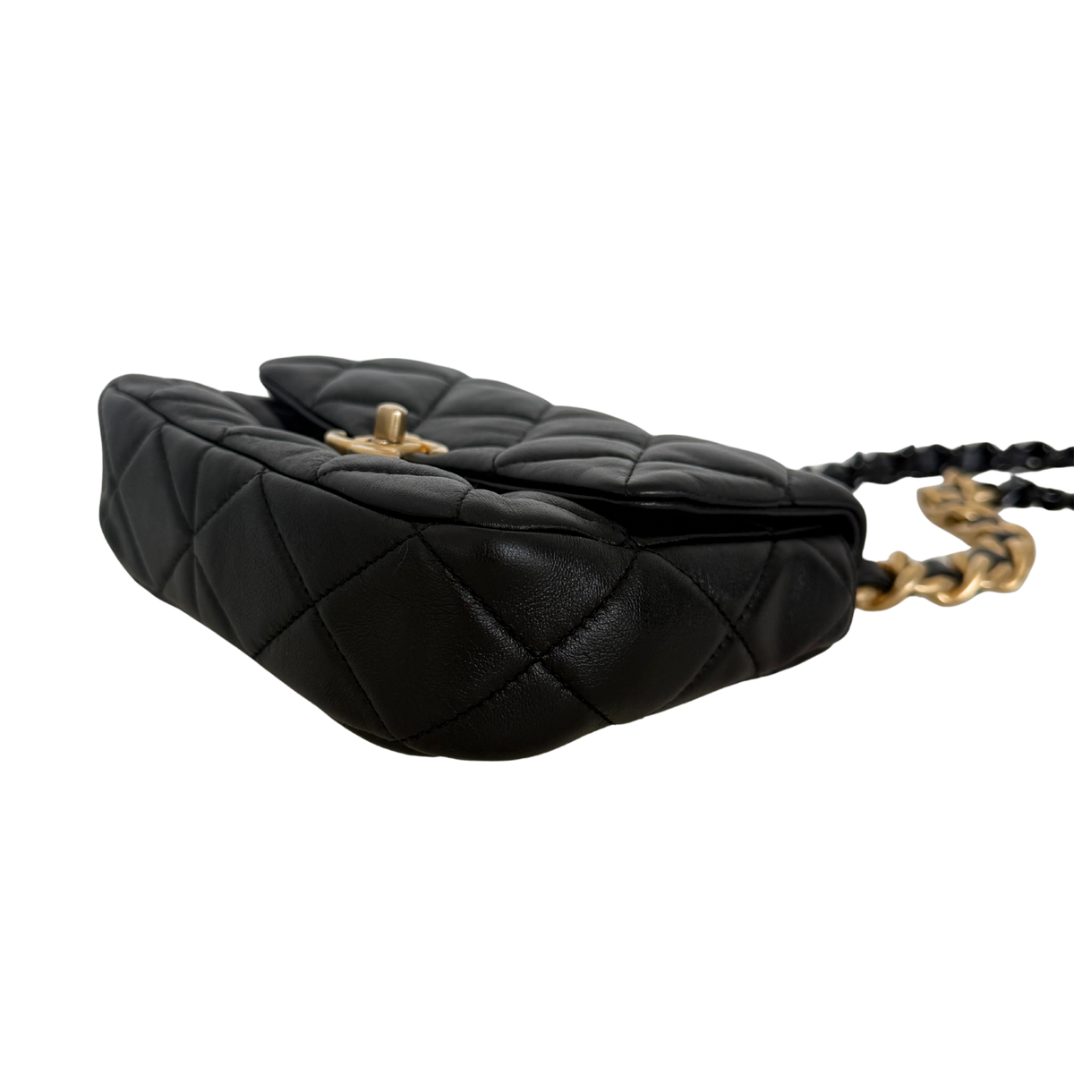Chanel Mini Quilted Candy Chain Flap Bag Lammleder Schwarz / sehr gut Chanel