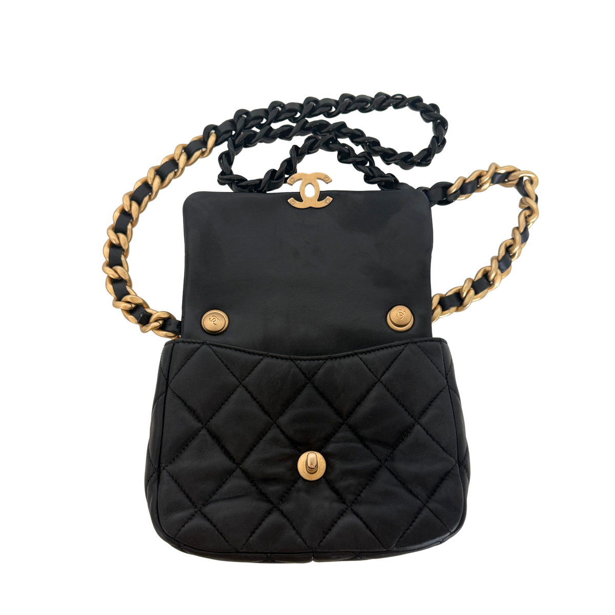 Chanel Mini Quilted Candy Chain Flap Bag Lammleder Schwarz / sehr gut Chanel