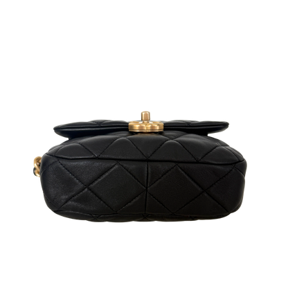 Chanel Mini Quilted Candy Chain Flap Bag Lammleder Schwarz / sehr gut Chanel