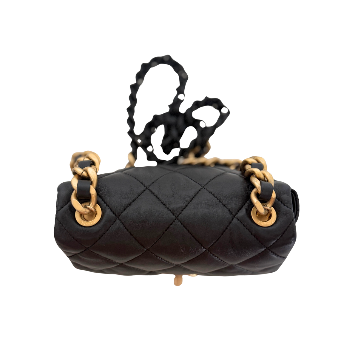 Chanel Mini Quilted Candy Chain Flap Bag Lammleder Schwarz / sehr gut Chanel
