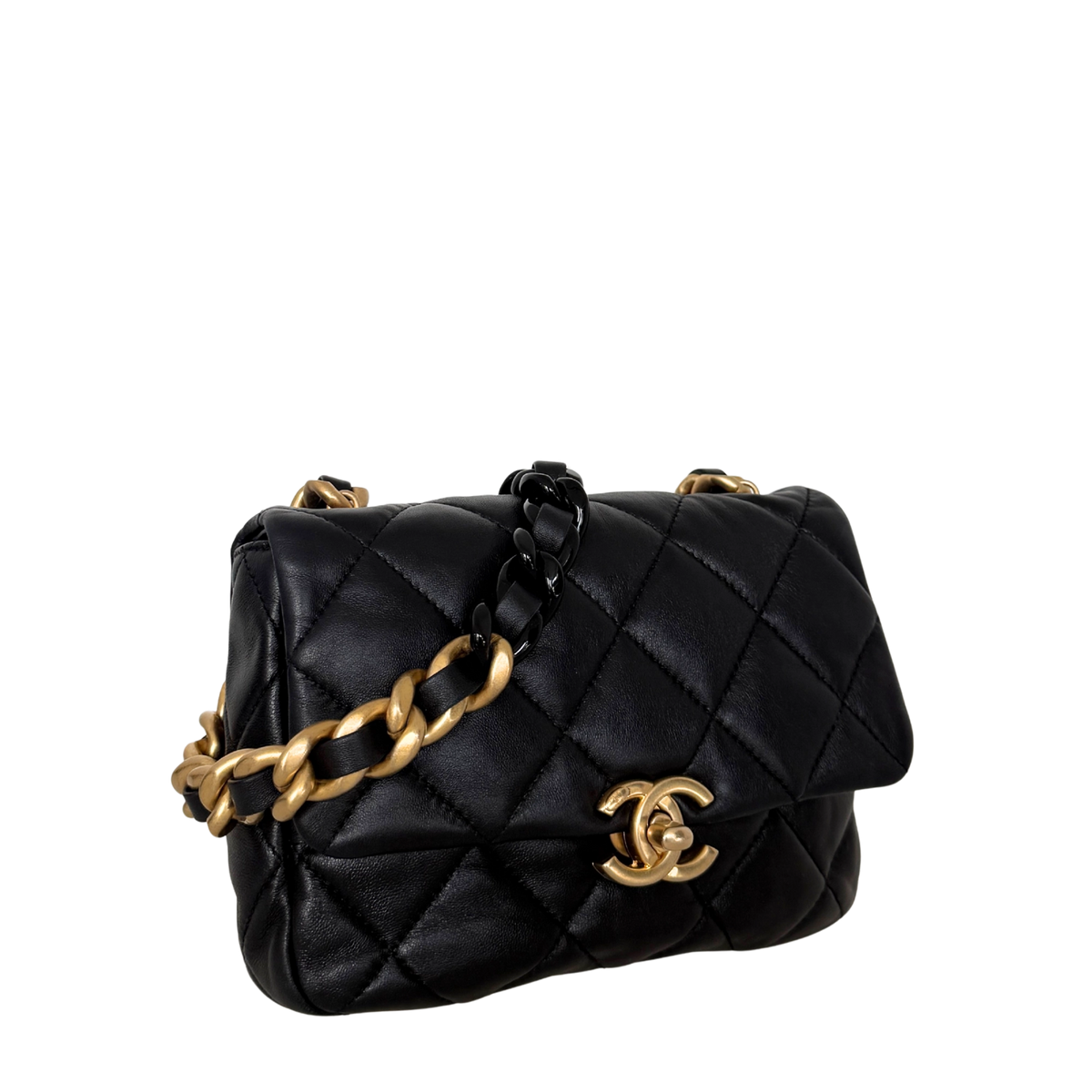 Chanel Mini Quilted Candy Chain Flap Bag Lammleder Schwarz / sehr gut Chanel