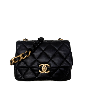 Chanel Mini Quilted Candy Chain Flap Bag Lamsleer Zwart