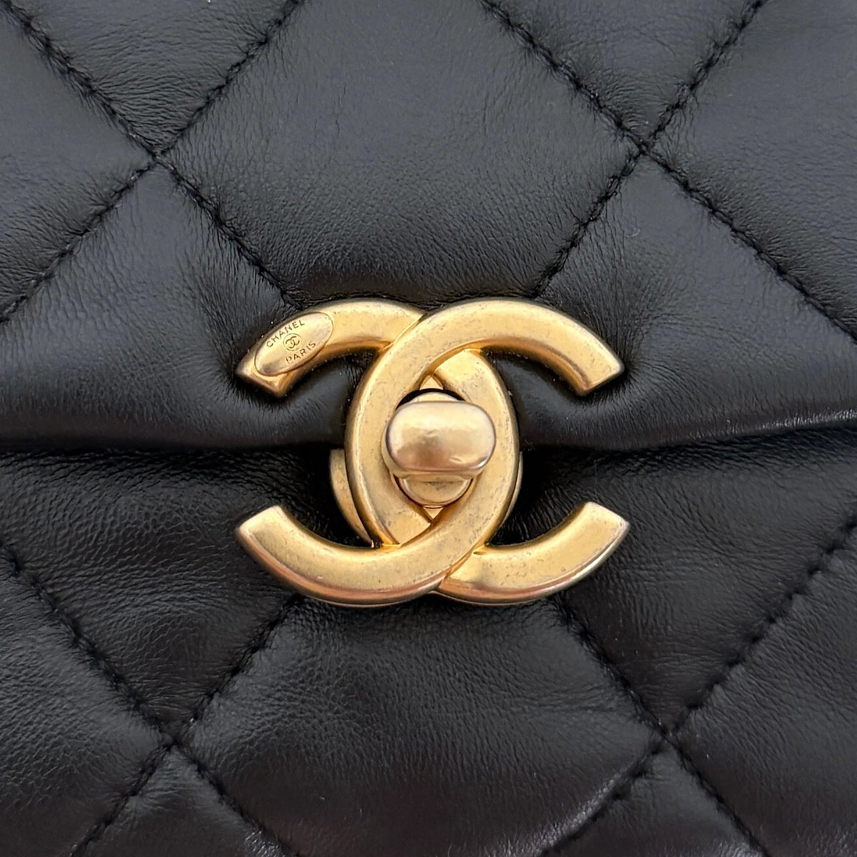 Chanel Mini Quilted Candy Chain Flap Bag Lammleder Schwarz / sehr gut Chanel