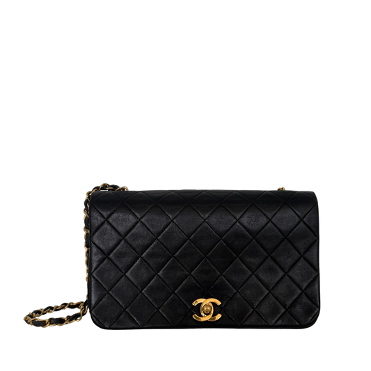 Chanel Timeless Single Flap Small Schwarz Lammleder mit ID Card / gut Produkt