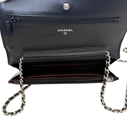 Chanel Wallet on Chain Bag Lammleder Schwarz silberne Hardware / neuwertig Chanel