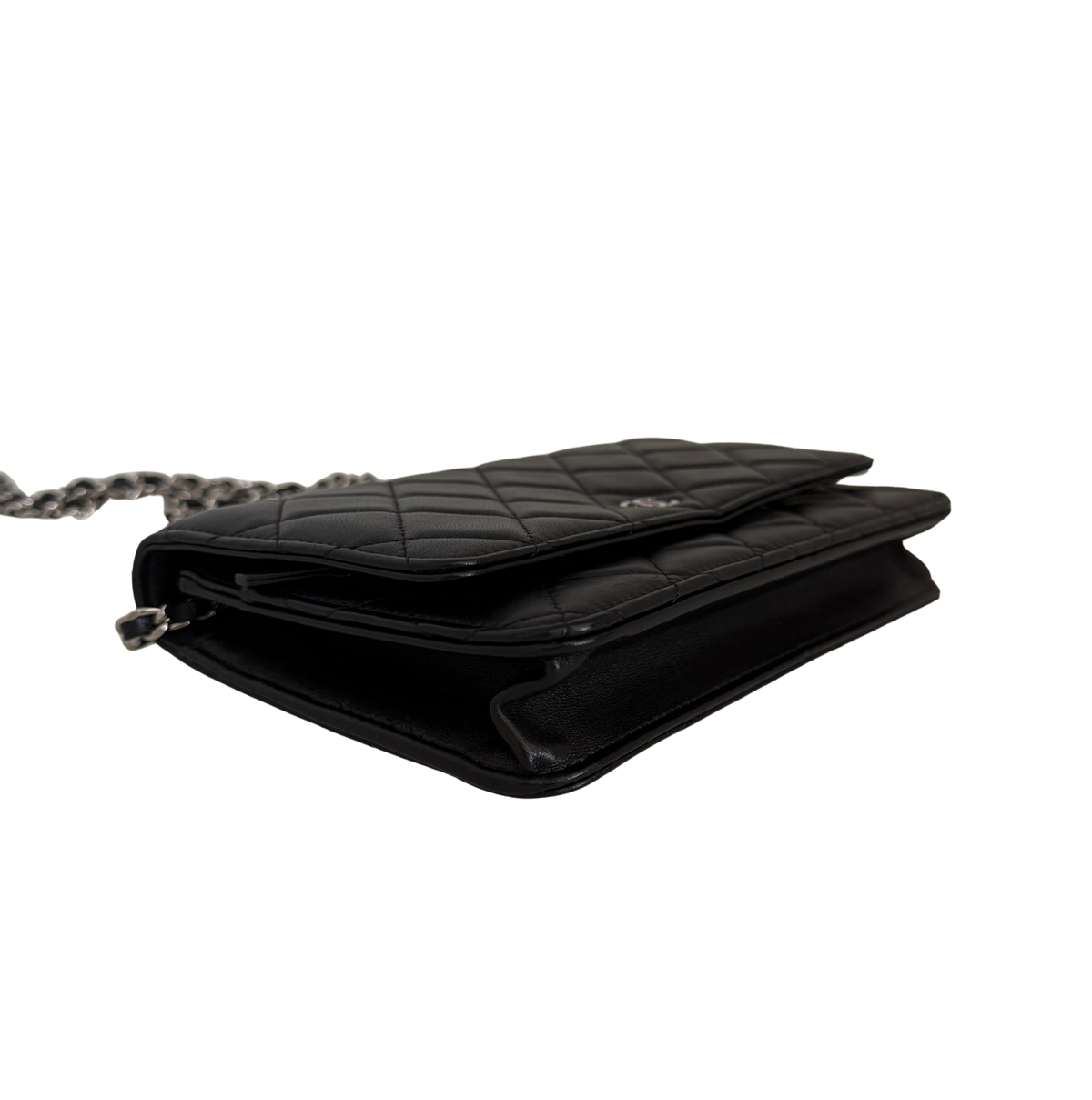 Chanel Wallet on Chain Bag Lammleder Schwarz silberne Hardware / neuwertig Chanel