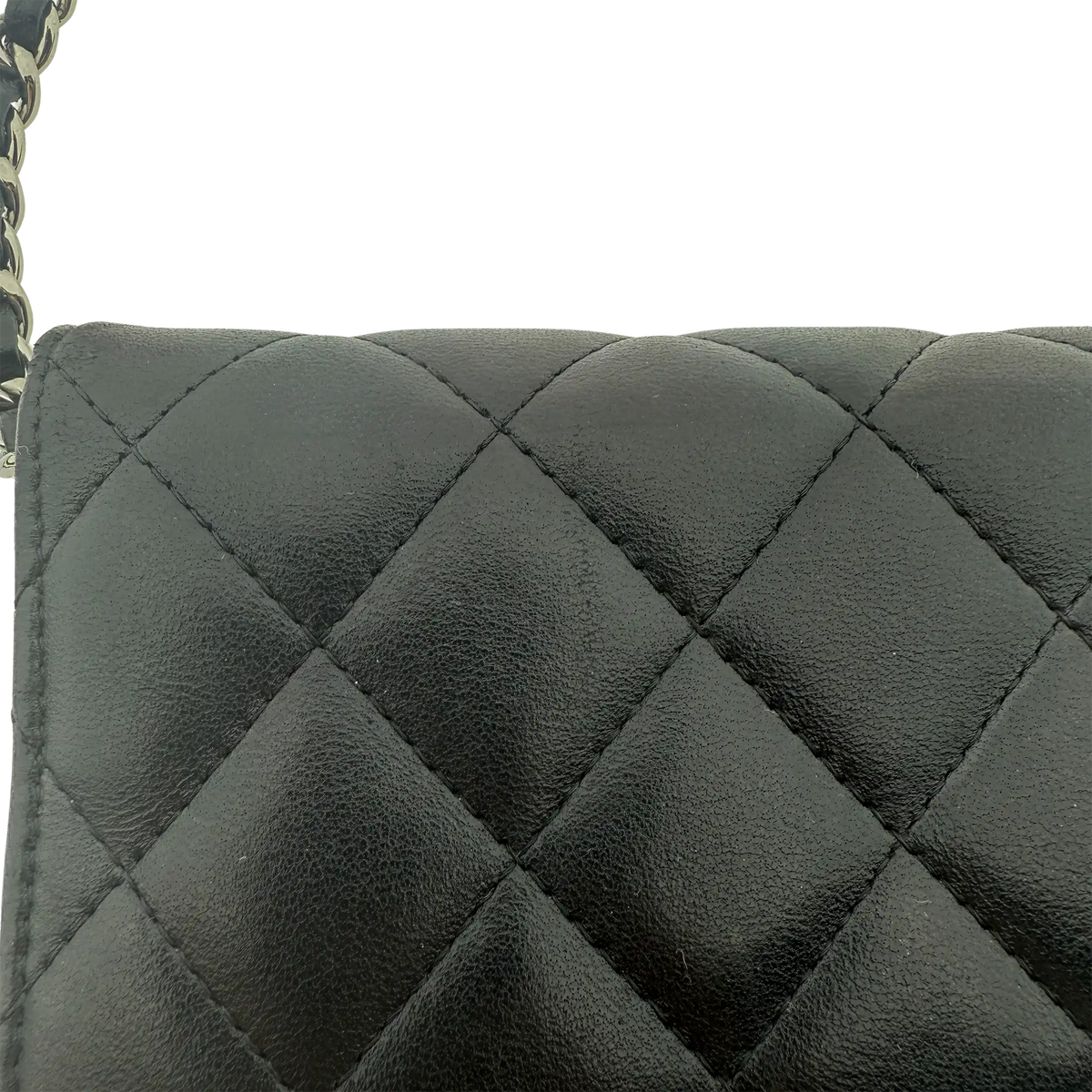 Chanel Wallet on Chain Bag Lammleder Schwarz silberne Hardware / sehr gut Chanel