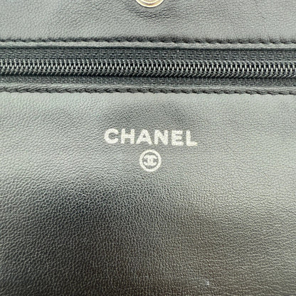 Chanel Wallet on Chain Bag Lammleder Schwarz silberne Hardware / sehr gut Chanel