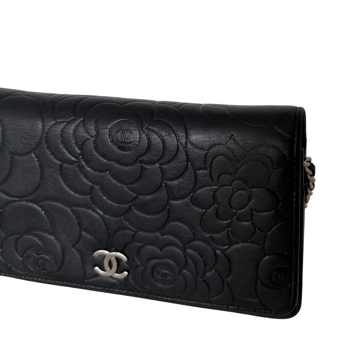 Chanel Wallet On Chain Camellia Lammleder Schwarz goldene Hardware / sehr gut Chanel