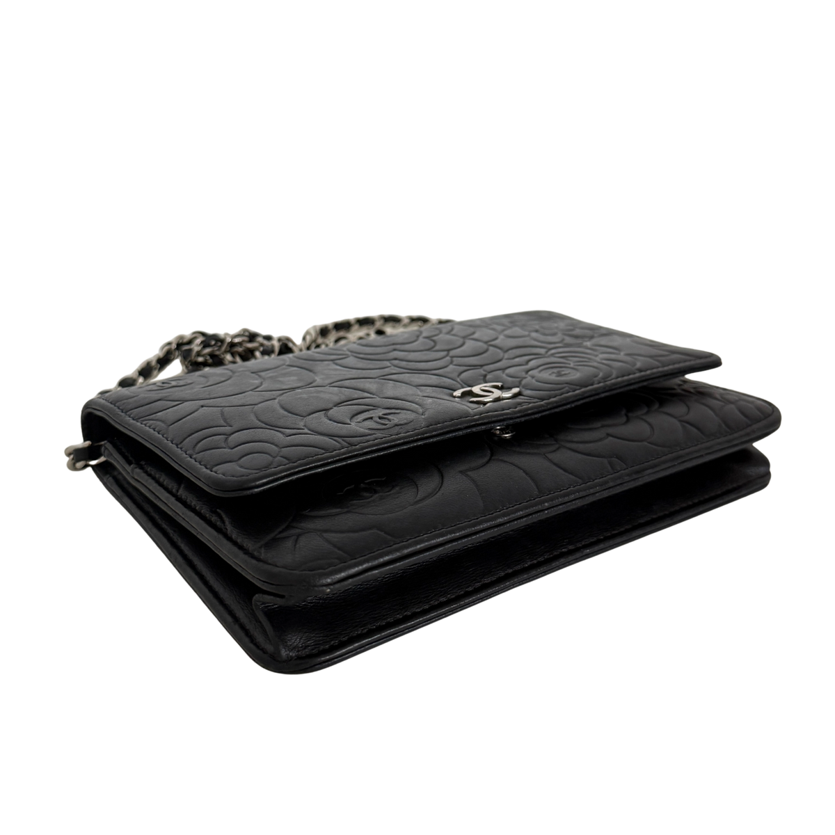 Chanel Wallet On Chain Camellia Lammleder Schwarz goldene Hardware / sehr gut Chanel
