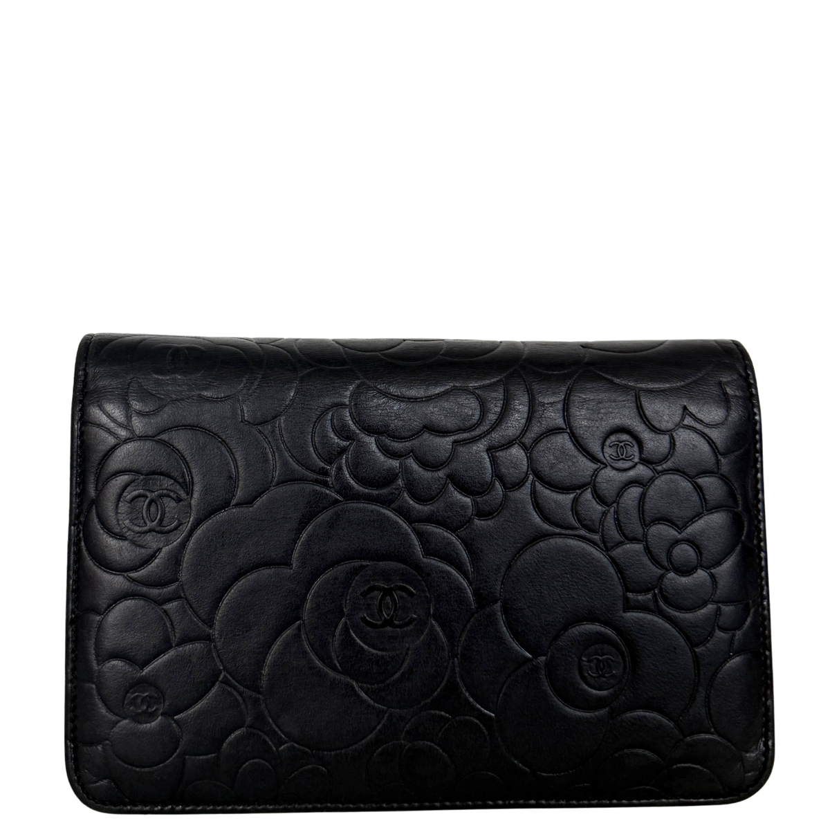 Chanel Wallet On Chain Camellia Lammleder Schwarz goldene Hardware / sehr gut Chanel
