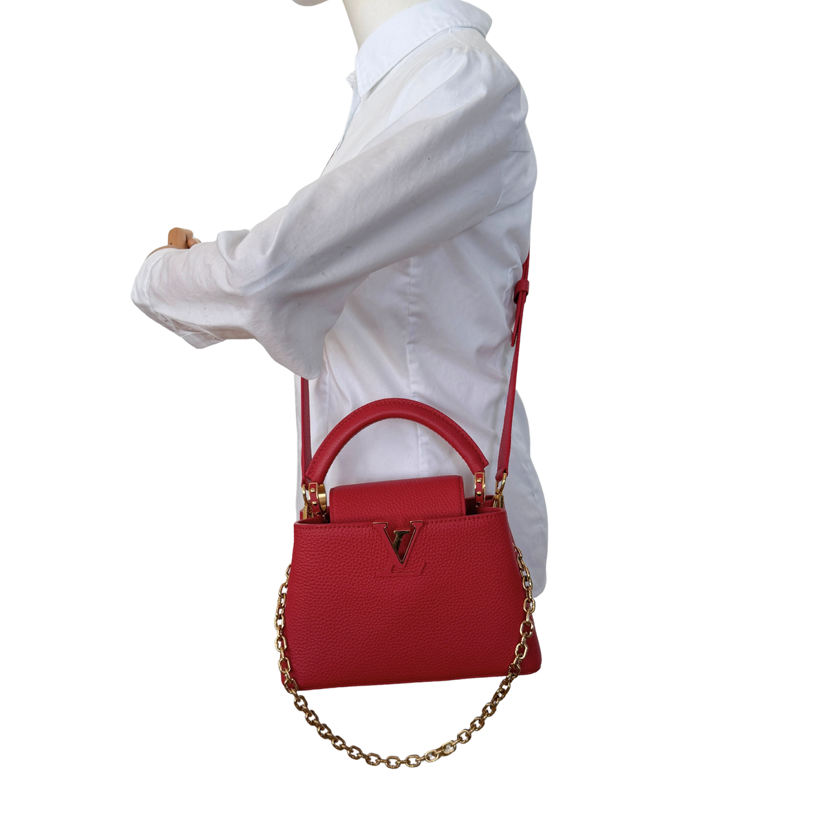 Louis Vuitton My Capucines Small Taurillon Leder rot Fullset / sehr gut Louis Vuitton