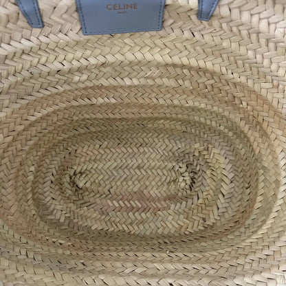 Celine Triomphe Korbtasche Medium blau aus Palmblättern und Kalbsleder / ungetragen CELINE