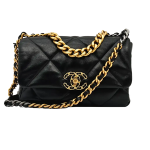 Chanel 19 Flap Bag Small tas Lamsleer zwart