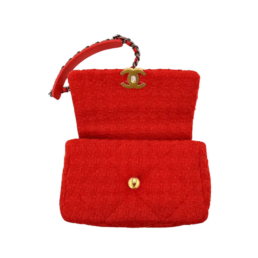Chanel 19 Flap Bag Small Tasche Tweed Orange Fullset / neuwertig Chanel