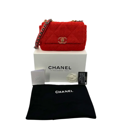 Chanel 19 Flap Bag Small Tasche Tweed Orange Fullset / neuwertig Chanel
