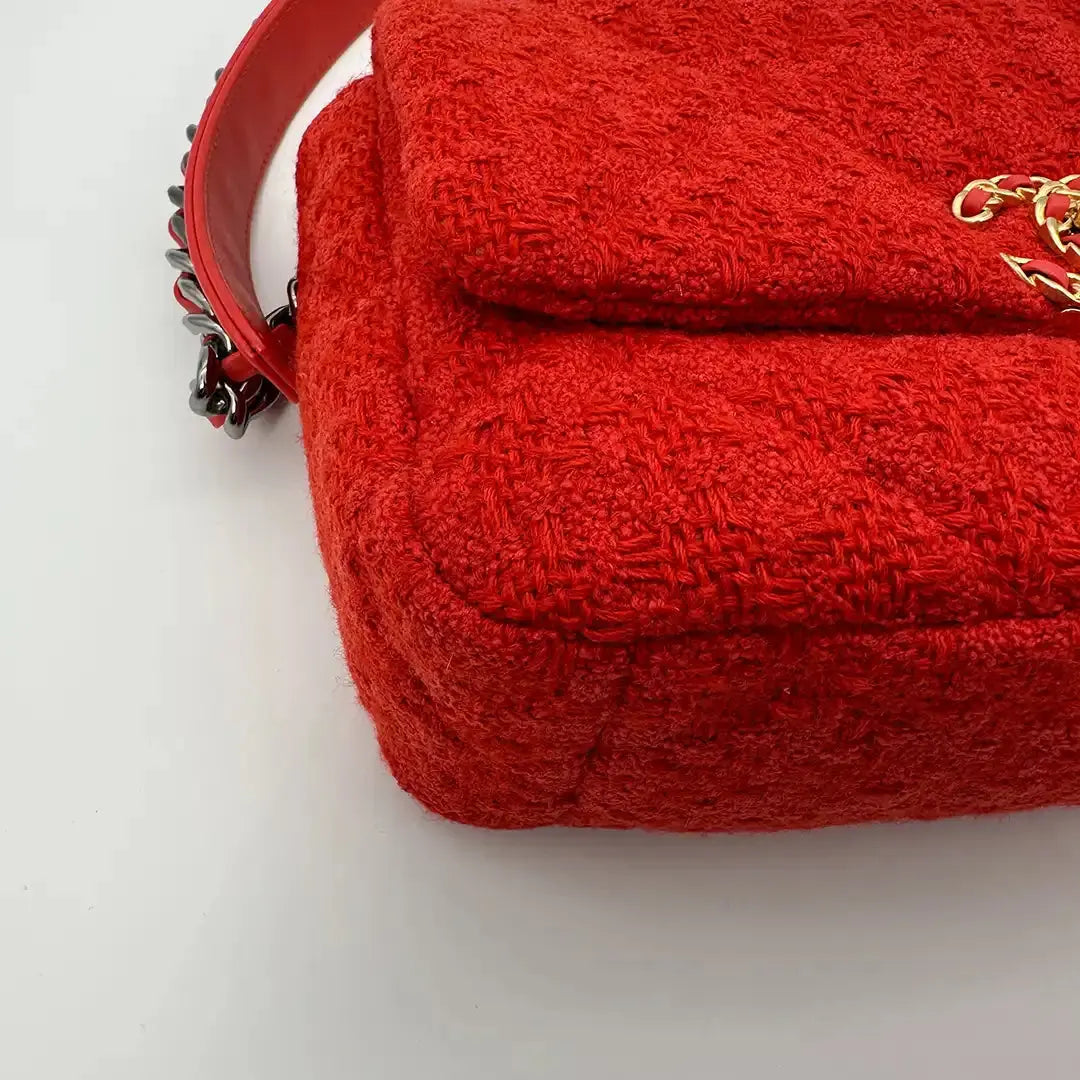 Chanel 19 Flap Bag Small Tasche Tweed Orange Fullset / neuwertig Chanel