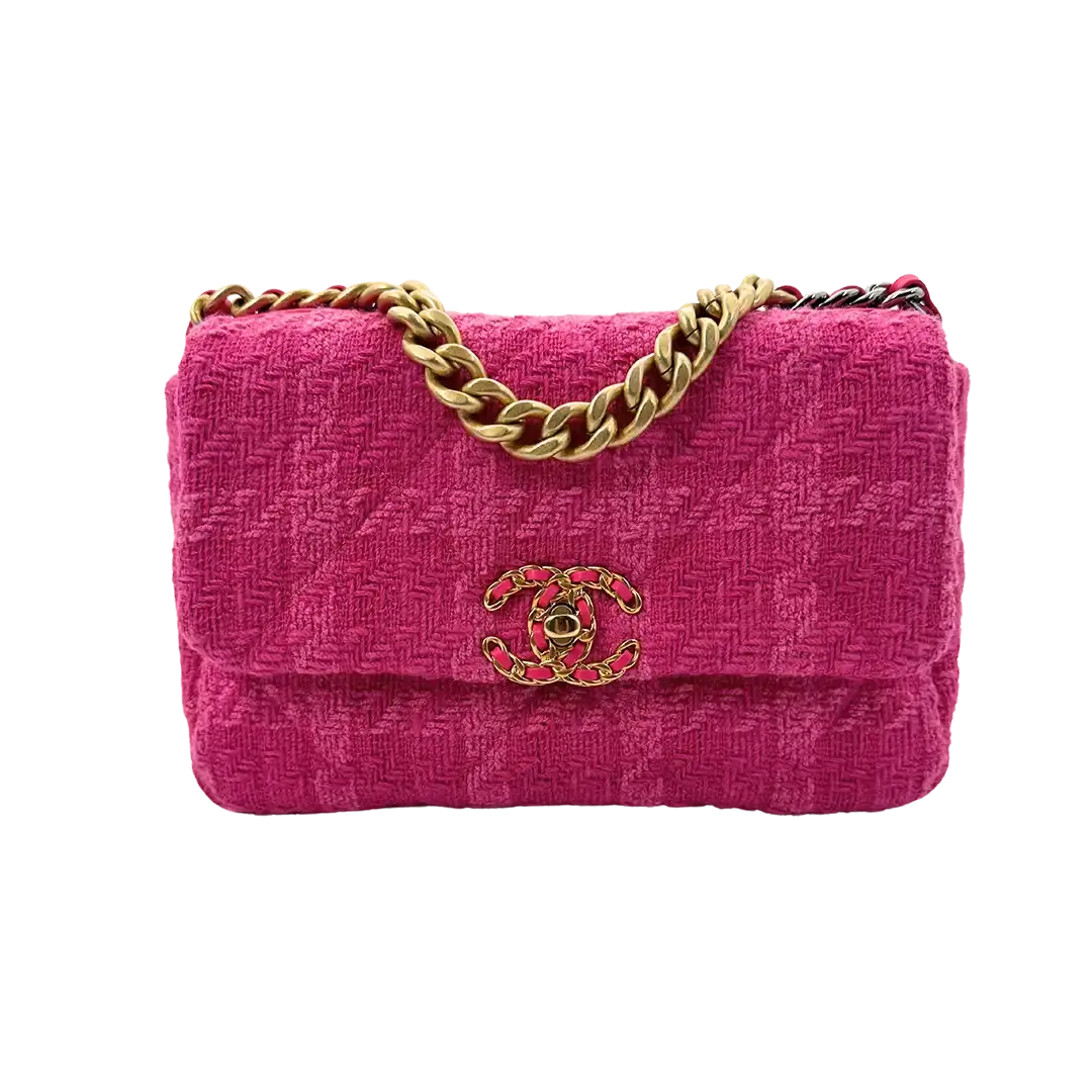 Chanel 19 Flap Bag Small Tasche Tweed Pink /  neuwertig Chanel