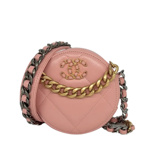 Chanel 19 Ronde Clutch Ketting Schoudertas lichtroze