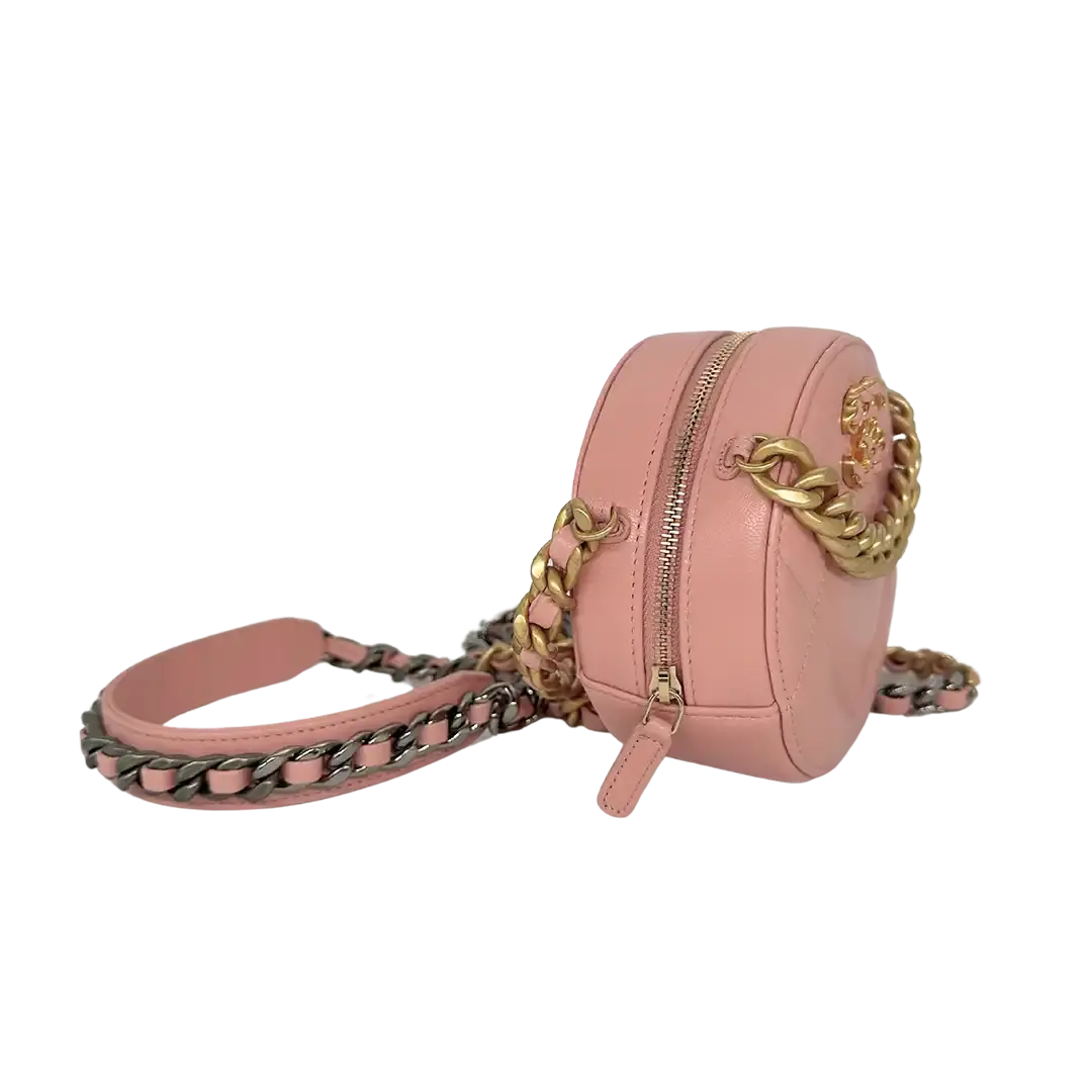 Chanel 19 Round Clutch Chain Schultertasche light Pink / neuwertig Chanel
