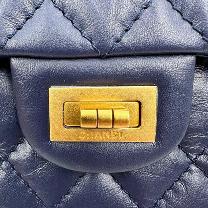 Chanel 2.55 Mini Tasche Kalbsleder in Vintage Optik dunkelblau Fullset / neuwertig Chanel