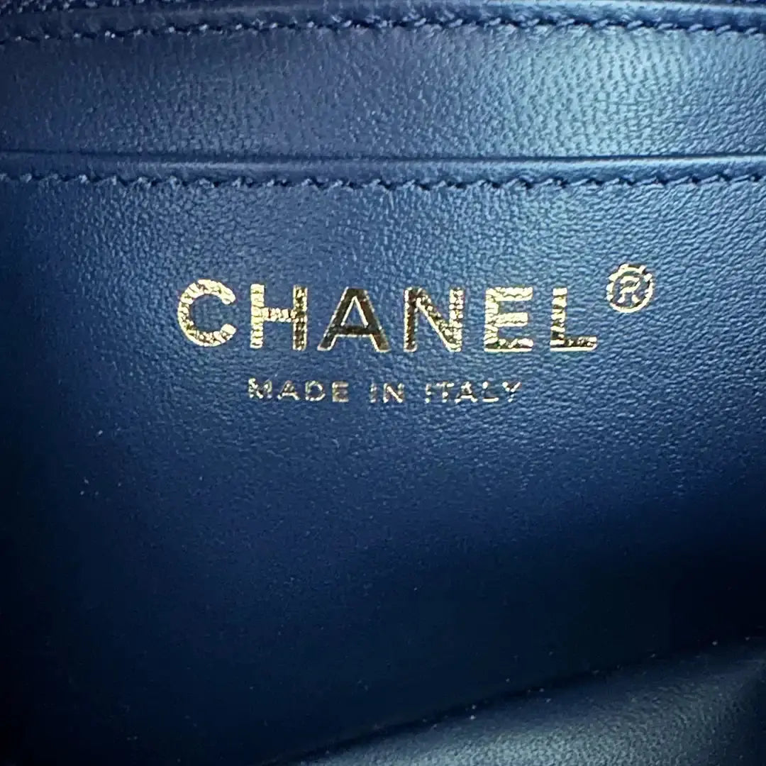 Chanel 2.55 Mini Tasche Kalbsleder in Vintage Optik dunkelblau Fullset / neuwertig Chanel