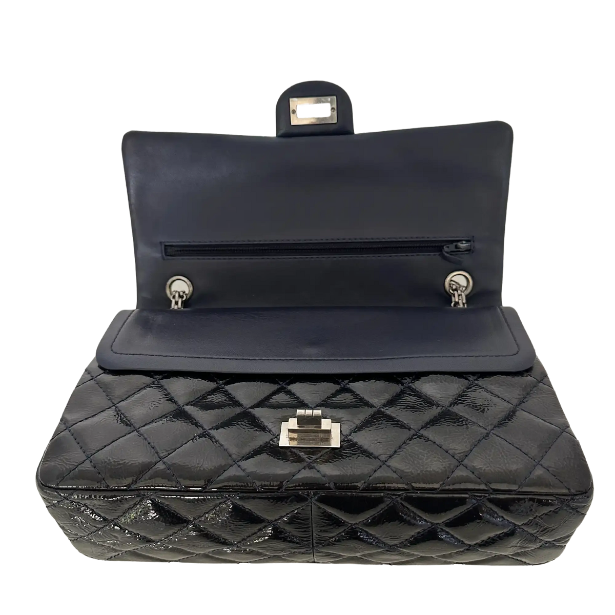 Chanel 2.55 Reissue 226 Medium Double Flap Bag Metallic Kalbsleder dunkelblau / sehr gut Chanel