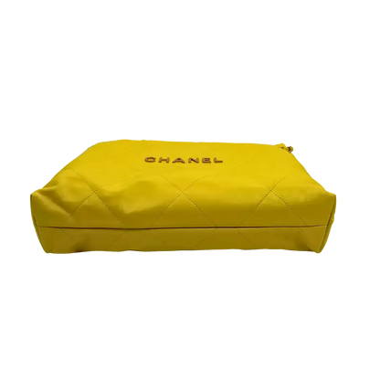 Chanel 22 mittelgroße Tasche Kalbsleder gelb / neuwertig Chanel