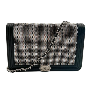 Chanel Boy Strass Portemonnee aan Ketting WOC Kalfsleer zwart