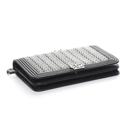 Chanel Boy Strass Wallet On Chain WOC Kalbsleder schwarz / ungetragen Chanel